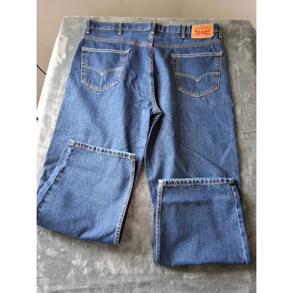 Levis 550 Relaxed Fit Tapered Leg Jeans Mens 42x30 Medium Wash Blue Denim